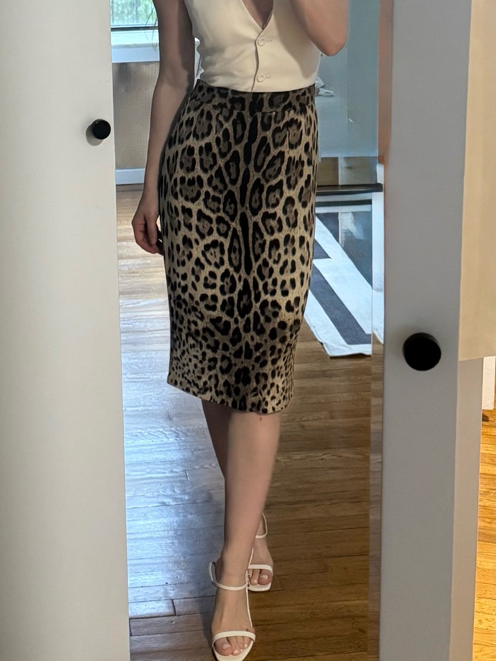 Dolce & Gabbana Leopard-Print Pencil Skirt - Black & Brown